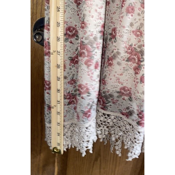 Scrap-Work Large Dress Lace Hem Brown Floral Scrap Work Romantic - Picture 10 of 11